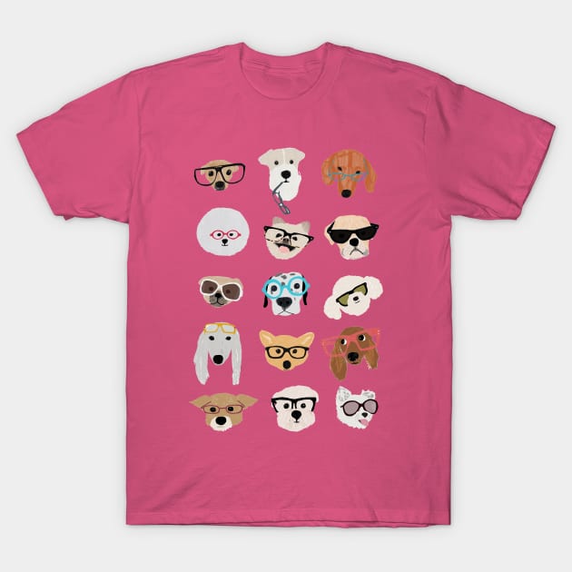 Dogs in Glasses T-Shirt by Hanna Melin